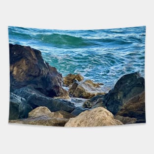 On the Rocks by the Sea Tapestry