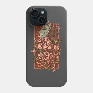 Geisha With Kitsune Mask Phone Case