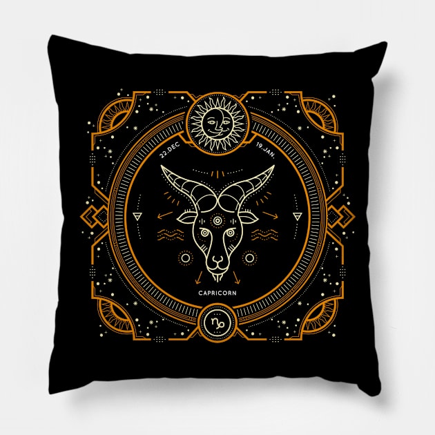 Capricorn Sacred Symbol Pillow by DISOBEY