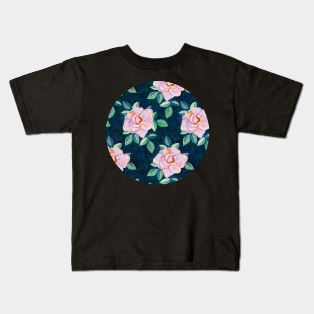Simple Pink Rose Oil Painting Pattern Rose Kids T Shirt
