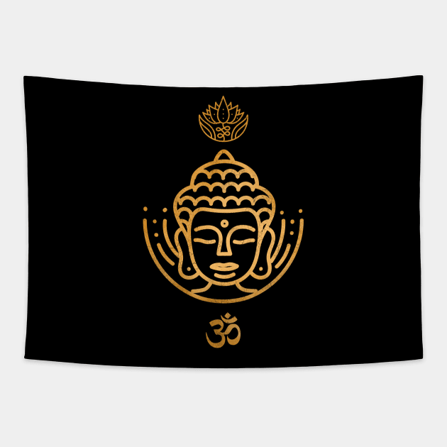 Buddha Meditation Zen Buddhism Om Harmony Tapestry by Foxxy Merch