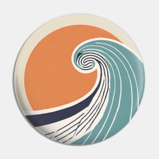 Minimal Retro Vintage Sweeping Wave at Sunset Pin