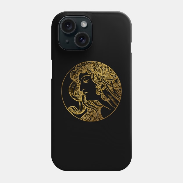 Art nouveau gold silhouette lady 4 Phone Case by Allbestshirts