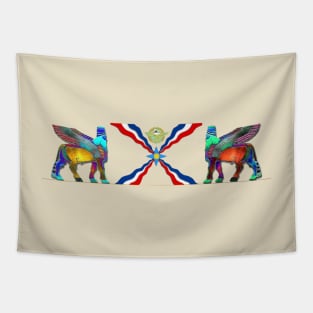 Assyrian Flag And Lamassu Tapestry