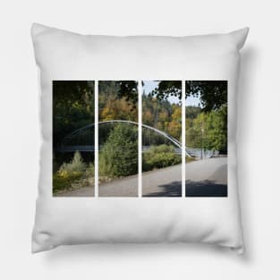 Bridge on the Sola river in Wegierska Gorka (Bulwar). Autumn sunny day. Pillow