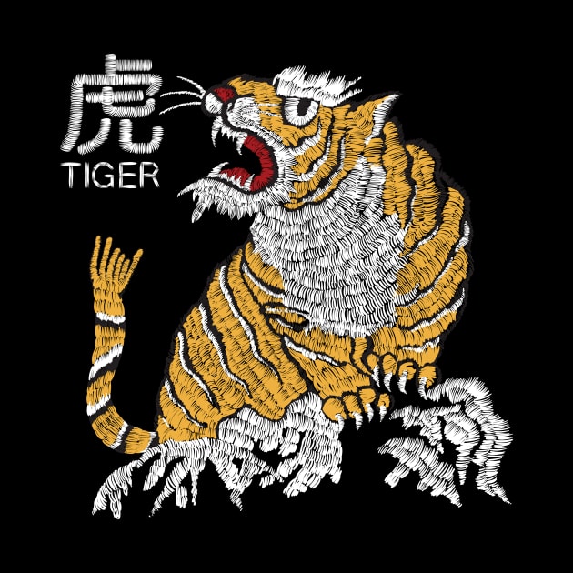 tiger embroidery pattern by dotdotdotstudio