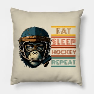 Hockey Monkey: Eat, Sleep, Repeat Print Design! Pillow