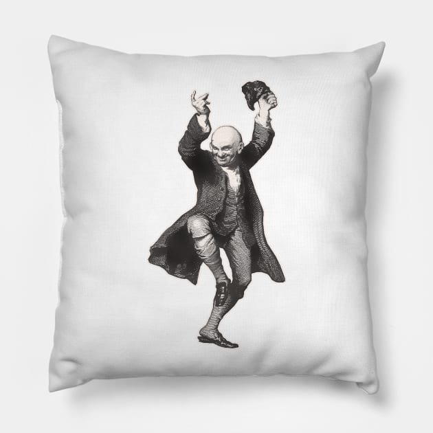 Bald old man dancing happily Pillow by Marccelus