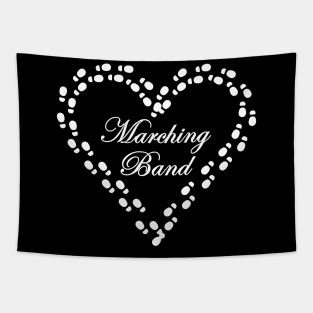 Marching Band Footprints Heart White Tapestry