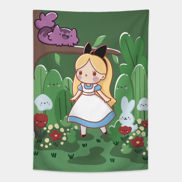 Alice In Wonderland Fan Art Tapestry by Sugar Bubbles 