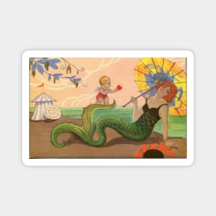 Vintage 1920s Mermaid Retro Art Magnet