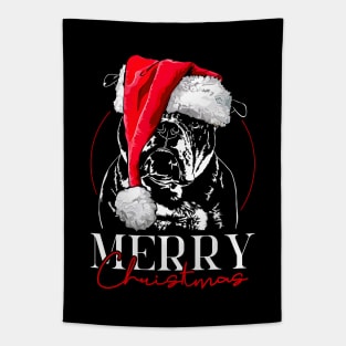Santa Olde English Bulldog Merry Christmas dog Tapestry