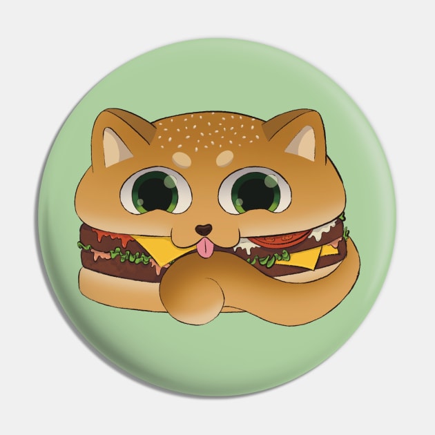 Cute Dog Cheese Burger Cartoon Pin by Art by Biyan