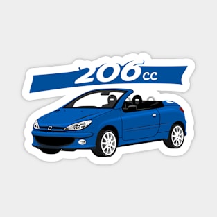 City car 206 cc Coupe Cabriolet france blue Magnet