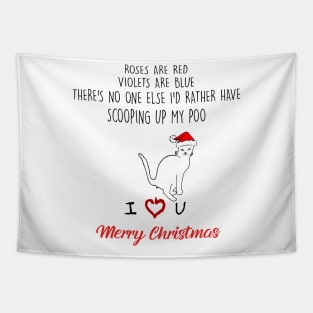 Funny Cat Roses Are Red Violets Are Blue Merry Christmas Tapestry