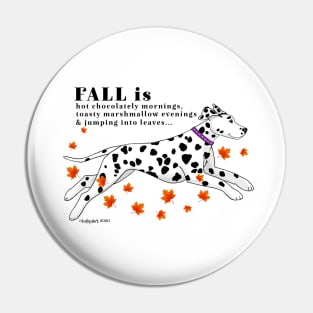 Dalmatian Fall is jumping into leaves Pin