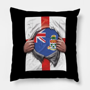 Cayman Islands Flag English Flag Ripped Open - Gift for Caymanian From Cayman Islands Pillow