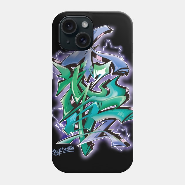 Japanese KANJI Graffiti Futaiten (BlueGreen) Phone Case by TurkeysDesign