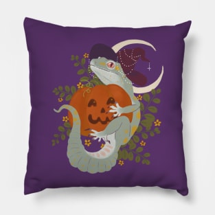 Leopard Gecko and Jack-O-Lantern Pillow