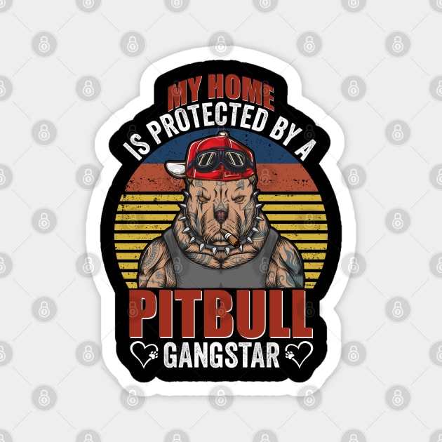 Vintage My Home Is Protected By A Pitbull Gangstar Magnet by luxembourgertreatable