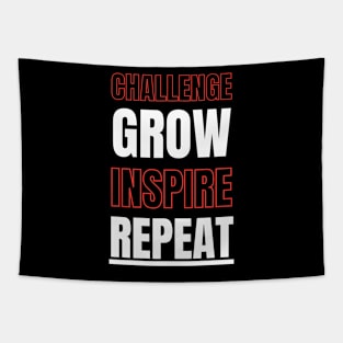 Challenge Grow Inspire Repeat Motivational T-shirt Black Tapestry