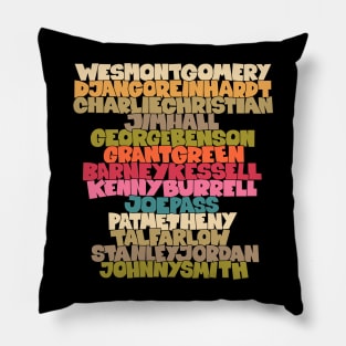 Jazz Legends in Type: The Jazz Guitarists Pillow