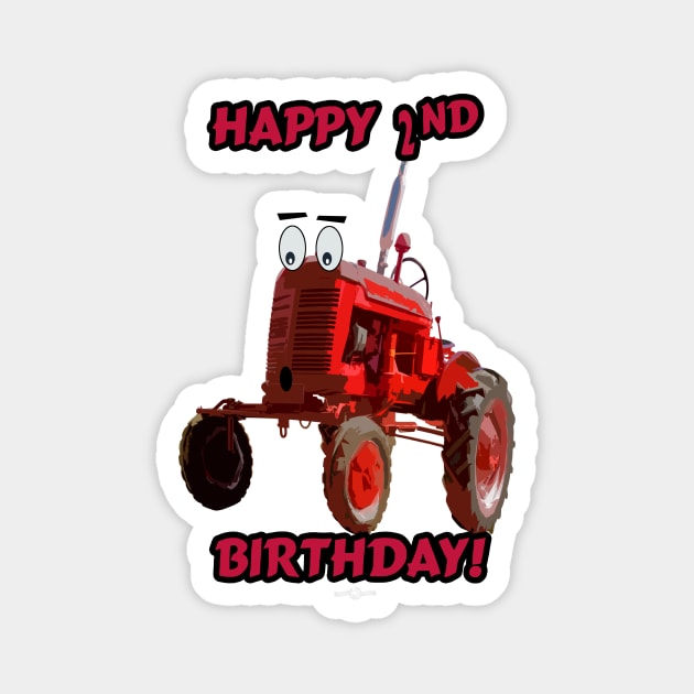 Happy 2nd birthday tractor design Magnet by seadogprints