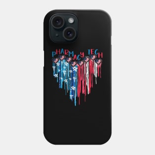 Pharmacy Tech American Flag Melting Heart 4th Of July Phone Case