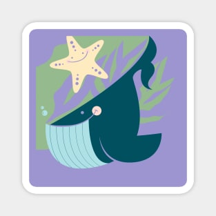 Happy Whale and Starfish Magnet