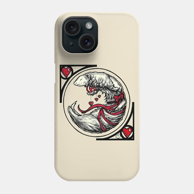 Ferret Heart Nouveau Phone Case by Nat Ewert Art