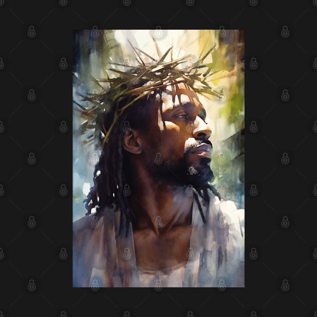 African American Art Jesus in Garden by AI Art Originals