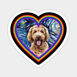 Goldendoodle inside a rainbow heart Magnet
