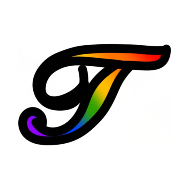 Rainbow Cursive Letter T by JennaBunnies