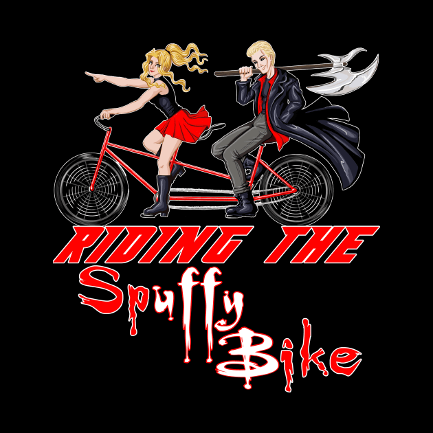 Riding the Spuffy Bike (white outline) by bengman