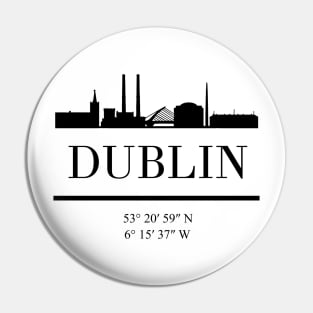 DUBLIN IRELAND BLACK SILHOUETTE SKYLINE ART Pin