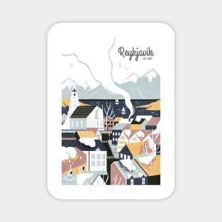 Reykjavik, Iceland, Travel poster Magnet