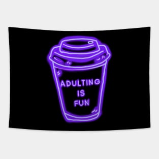 Adulting Is Fun Purple Coffee Tapestry