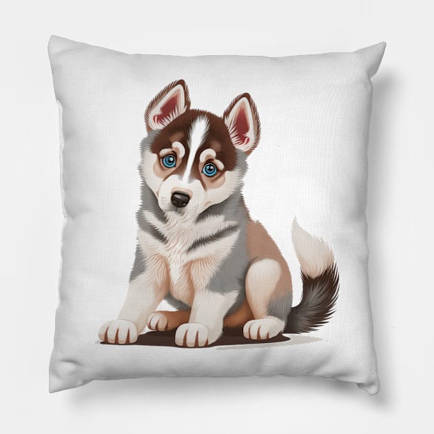 Cartoonish Siberian Husky Pillow by gibah