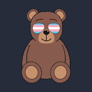 Cute Teddy Bear Sunglasses Trans Pride Flag T-Shirt