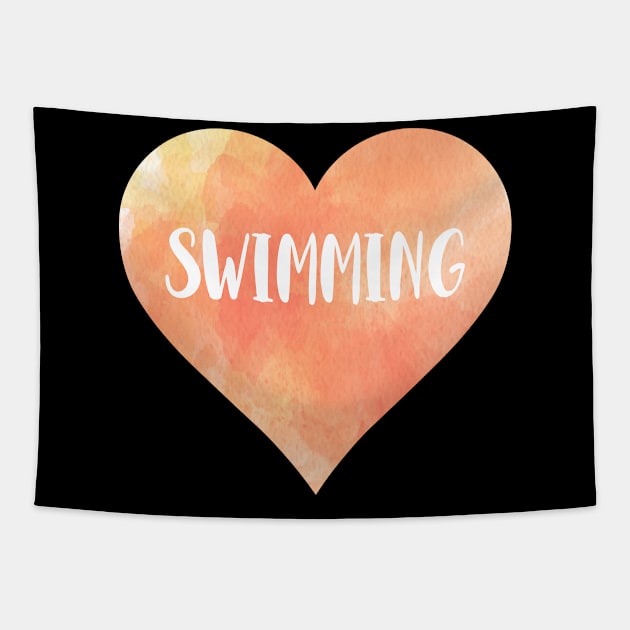 Swimming love heart. Perfect present for mother dad friend him or her Tapestry by SerenityByAlex