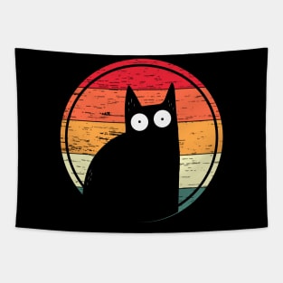 Funny Surprised Cat Face Vintage Style Tapestry