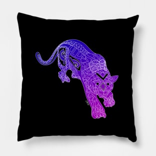 the wild cougar in ecopop cat world in totonac patterns art Pillow