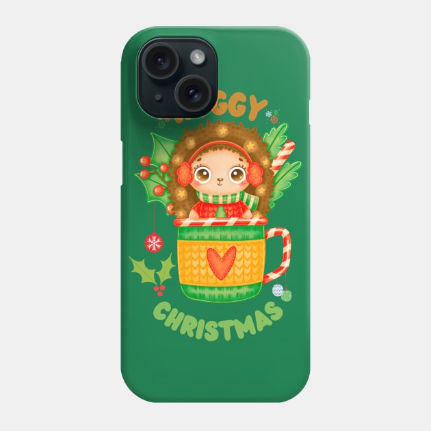 Hoggy Christmas Cute Hedgehog Phone Case by nmcreations