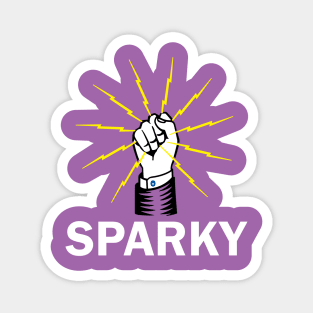 Sparky Lighting in Hand fist for Funny Electricians Magnet