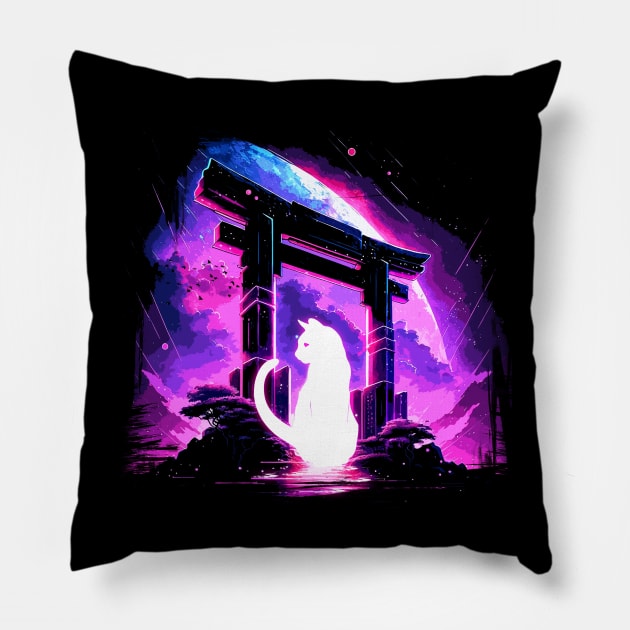 Cosmic Torii cat Pillow by Meca-artwork