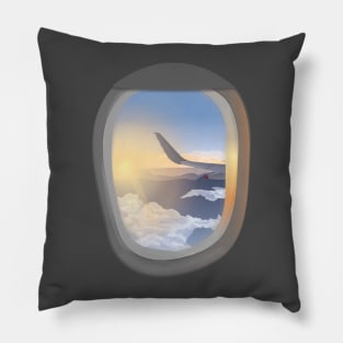 Airplane Window Sunrise Pillow