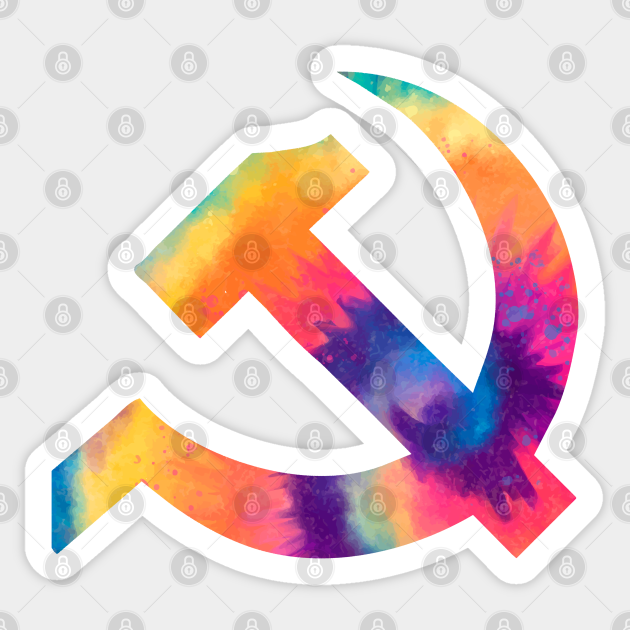 Communist Symbol Tie Dye Trippy Psychedelic Design - Communist Symbol - Sticker