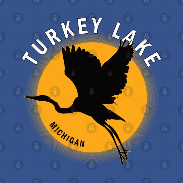 Turkey Lake in Michigan Heron Sunrise by BirdsEyeWorks