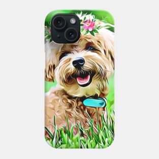 Cute Maltipoo with flower hair wreath Phone Case