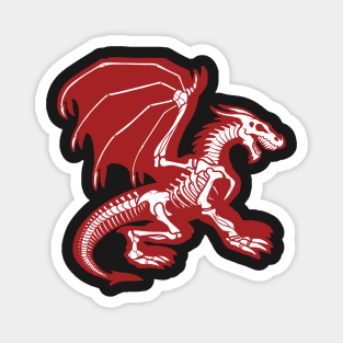 Black Background, Skeleton Dragon Design, Bag of Bones Dragon Magnet